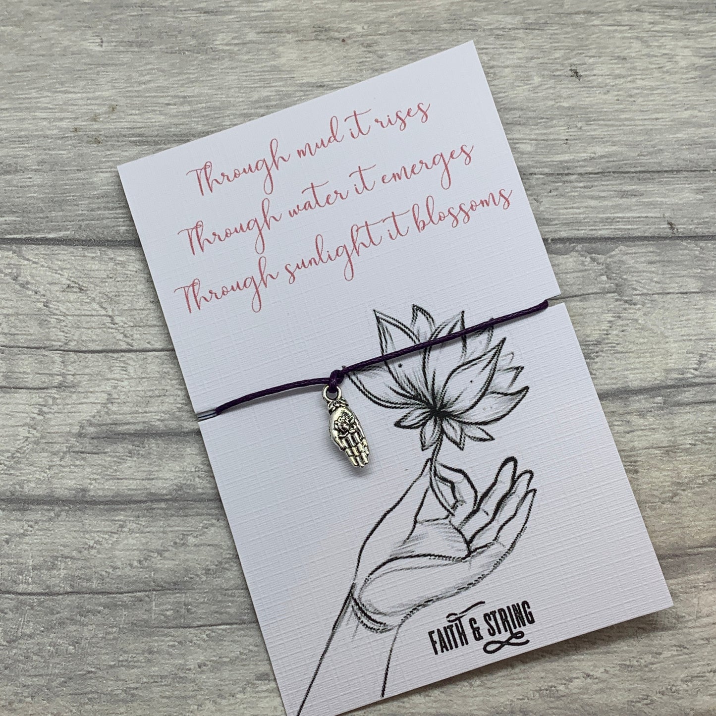 Lotus flower friendship bracelet Lotus flower gift Yoga Gift Pilates Gift Peace Lotus Strength Ohm Gift, Hand of buddha