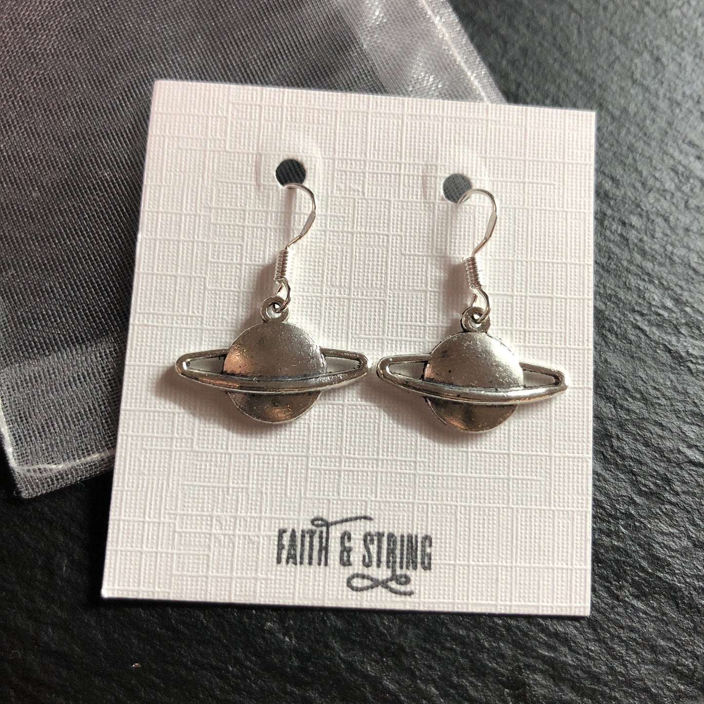 Planet Earrings, Silver Earrings, Planet Charm, Silver Jewellery, Planet jewellery, Planet gift, gift for her, hipster gift