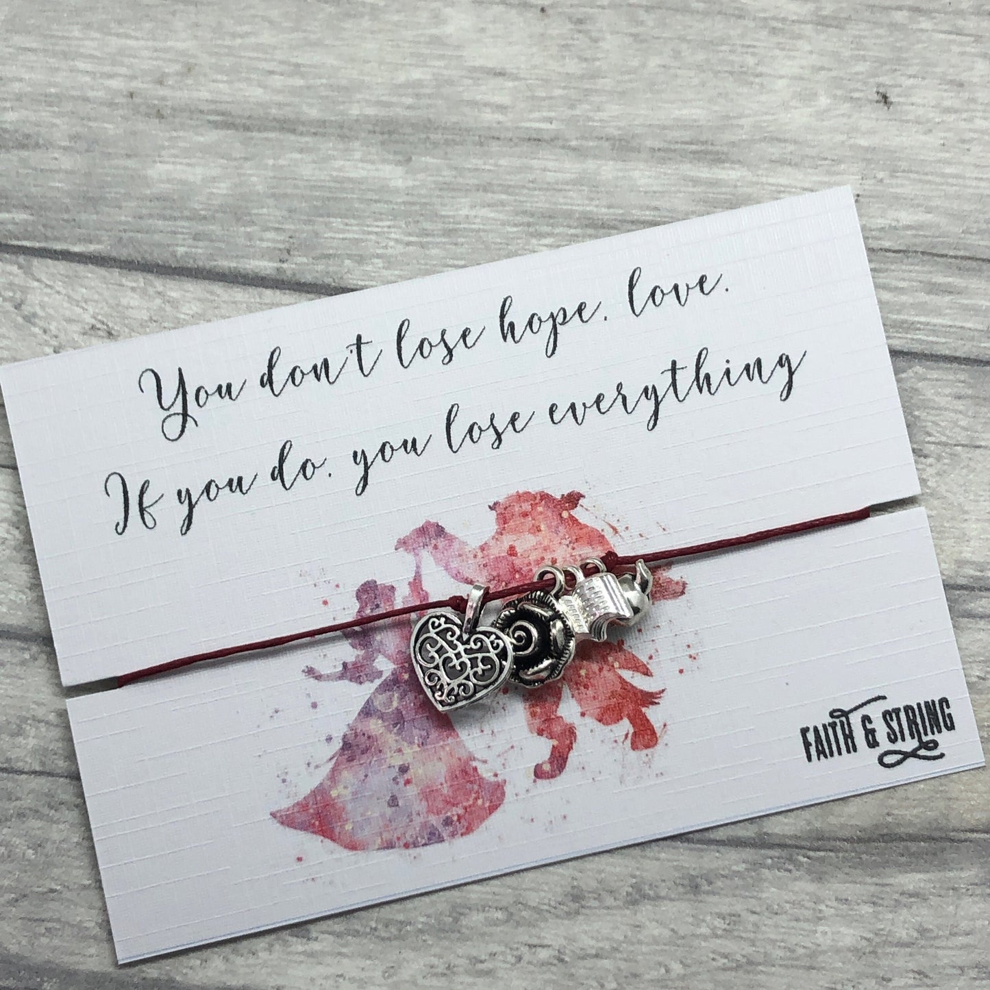 Beauty and the Beast Bracelet Disney charm bracelet inspired Belle Rose charm