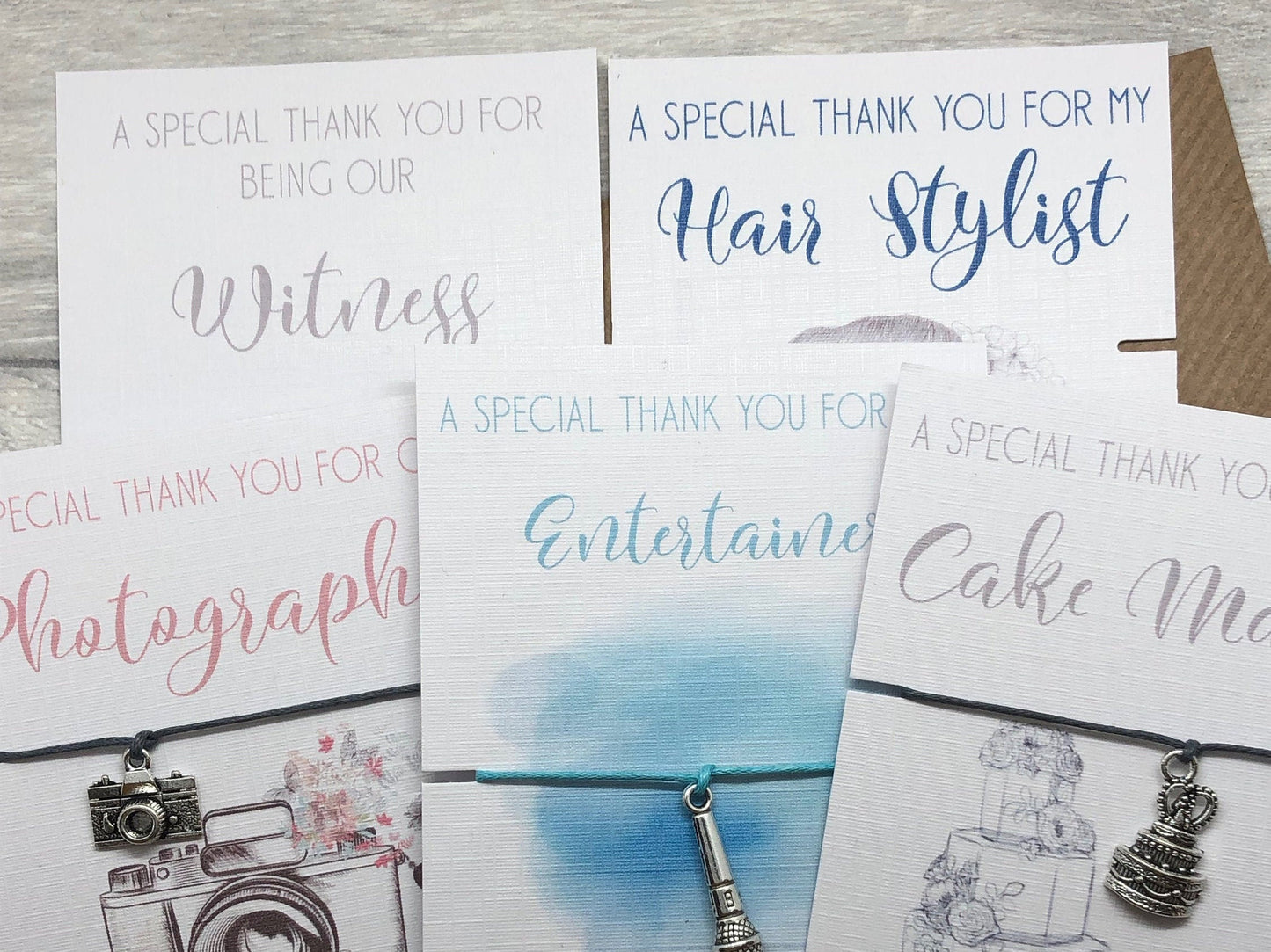 5 x Wedding vendor gifts, wedding photographer gift ideas, photographer gift, thank you vendor card, thank you gift photographer
