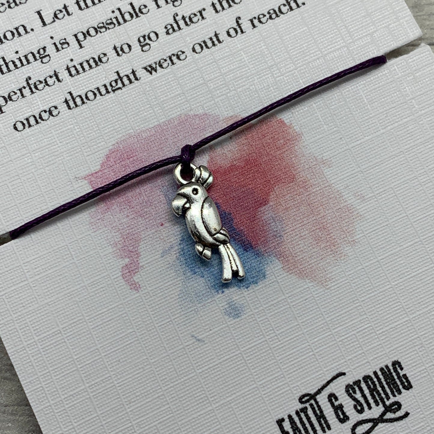Parrot Gift, Parrot Wish Bracelet, Parrot Spirit Animal Gift, Parrot Charm, Parrot Bracelet, Parrot totem, best friend gift