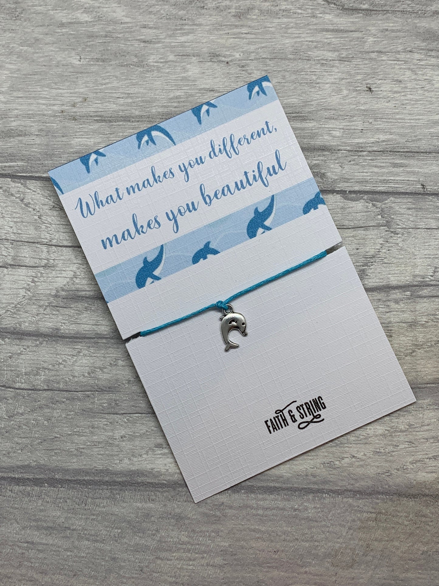 Dolphin Gift, Dolphin Wish Bracelet, Inspirational Gift, Dolphin Charm, Dolphin Bracelet, Dolphin gift for her, thinking of you card